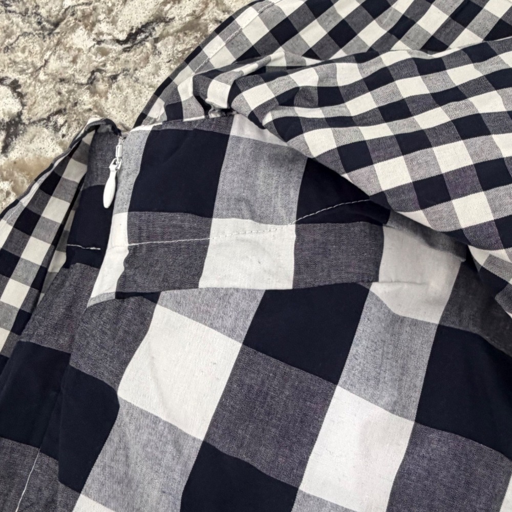 NEW J. Crew Gingham One Shoulder Ruffle Top Black White Cotton Stretch 12 NWT - Picture 6 of 15